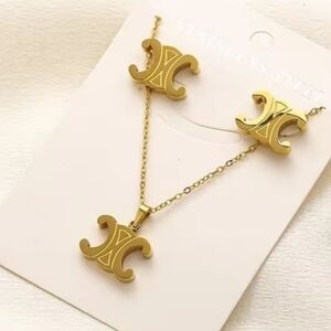 Gold Stainless Steel Jewelry Set